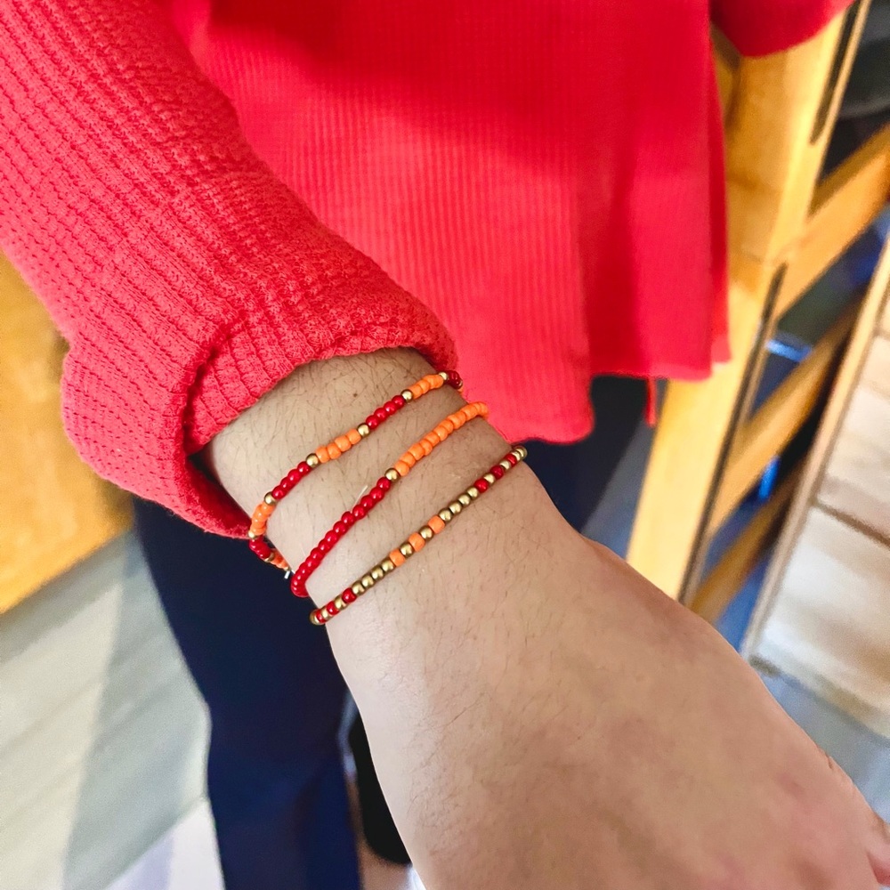 Red and Orange Beaded Bracelets
